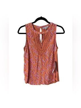 Danielrainn Stitch Fix Women’s Orange Pink Lace Sleeveless Blouse Top Petite XS